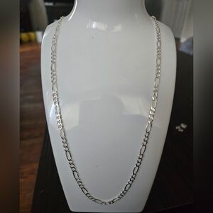 New Figaro Silver 925, From Mexico!! Chain Necklace 24in 13gr.